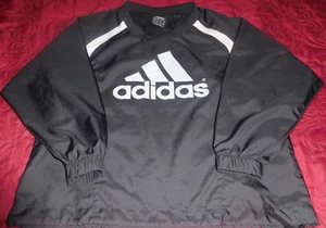 BOYS/GIRLS ADIDAS (Big Logo) L/S WINDBREAKER V-NECK PULLOVER BLACK Sz 6 - Picture 1 of 7