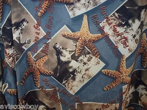 Campia Moda Pin Up Vtg Model Starfish Camp Lounge Hawaiian Aloha Shirt Men's M - Picture 1 of 4