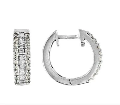 White Diamond Rhodium Over Sterling Silver Earrings 0.50ctw NEW - Image 1 of 4