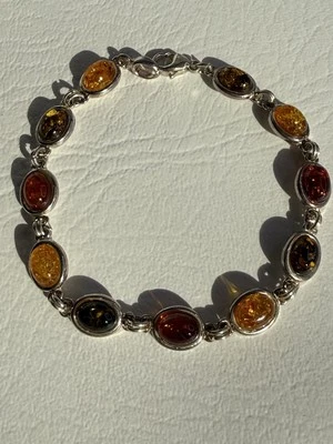 Amber 925 Sterling Silver Link Bracelet 7.5” - Image 1 of 4