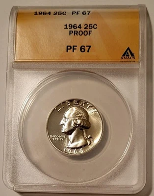 1964 Washington Quarter Proof PF67 ANACS - Image 1 of 2