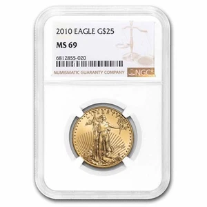 2010 1/2 oz American Gold Eagle MS-69 NGC - Picture 1 of 3