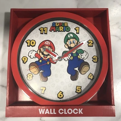 Nintendo Super Mario Bros Luigi 10" Wall Clock Red NEW Acutime Watch corp.  New! - Image 1 of 3