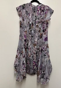 Abito donna All Saints Fleur Lucia asimmetrico floreale con volant taglia 6 - Foto 1 di 13