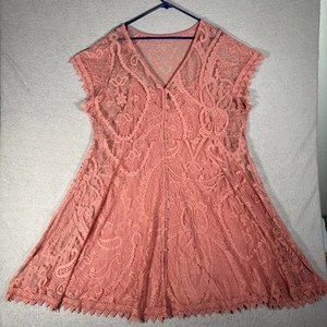 Torrid Women’s Size 4 (4X) Salmon Pink Layered Lace 2 Piece Dress Soft Girl Boho - Picture 1 of 23