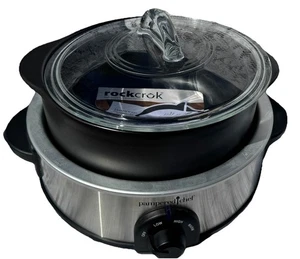 Pampered Chef Stoneware Rockcrok #3156 4 Qt With Glass Lid NEW w/ Recipes & Inst - Picture 1 of 14