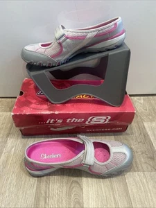 Nie getragene grau rosa Sketchers Active Klett-Pantoletten Größe 4 UK - Bild 1 von 9