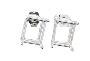 Sterling Silver Pair 6x4 6mm x 4mm Prenotched Emerald Octagon Earring Mounting - Picture 1 of 2