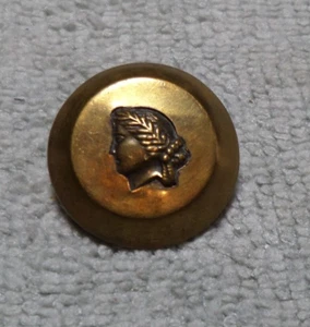 Vintage Antique Metal Picture Button LADY CAMEO HEAD - Picture 1 of 3