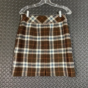 Minifalda a cuadros de lana LL Bean ajuste favorito marrón azul naranja Academia para mujer 2 - Imagen 1 de 8