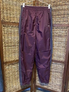 adidas Y2K Track Pants Maroon + Grey Stripes Zip Ankles Pockets Vtg L Tall - Picture 1 of 14
