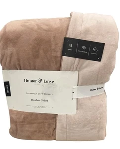 Coperta regina reversibile Hunter & Lowe rosa morbidissima 90”x90” - Foto 1 di 4