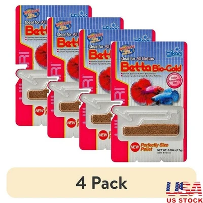 Betta Bio-Gold Bebé Pellets Comida para Peces Bettas Paquete de 4 Fórmula Mejora del Color Nuevo Foto 1 de 4