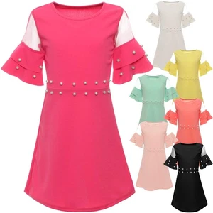 Kleid Prinzessin Fest Kostüm Tunik Skater Kunst Perlen Kind Sommer 22602 SALE - Bild 1 von 23