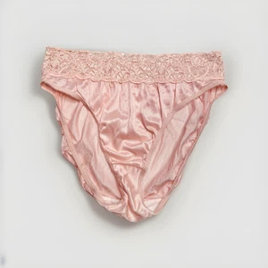 Bragas de encaje brillantes vintage años 70 Myonne rosa pierna alta florecientes talla 6 - Imagen 1 de 6