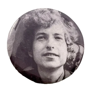 Young Bob Dylan Vintage Early B&W Pin Pinback Portrait Button 1.75" - Picture 1 of 5