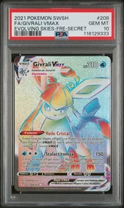 Pokemon Karte Givrali VMAX 208/203 PSA 10 Himmlische Evolution Degen Schild DE - Bild 1 von 2