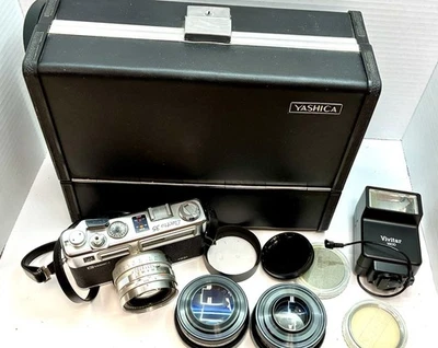 Yashica Electro 35 GS 35mm Rangefinder Camera, Lenses, UV Filter Case, READ - Image 1 of 4