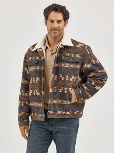Herren Wrangler® Sherpa gefütterte Jacquard Print Jacke - Braun 112368213 - Bild 1 von 3