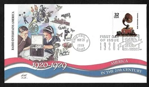 RADIO ENTERTAINS AMERICA    1920s DECADE CTC 1998 FLEETWOOD CACHET FDC UNADDR - Picture 1 of 1