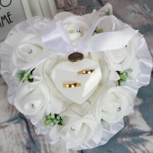Wedding Pillow Heart Box Green Rose Flowers Box