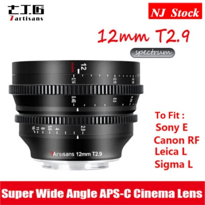 US 7Artisans 12mm T2.9 Super Wide-angle APS-C Cinema Lens For E / RF / L Mount - Image 1 of 4