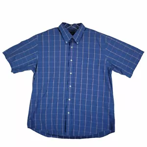 Dockers Mens Large 16/16.5 Blue Check Plaid Short Sleeve Shirt - Picture 1 of 7