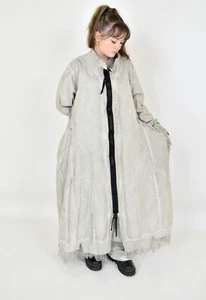 Abrigo con cremallera de algodón gris/beige lavado PANGEA diseñador de Berlín, talla L/XL - Imagen 1 de 12
