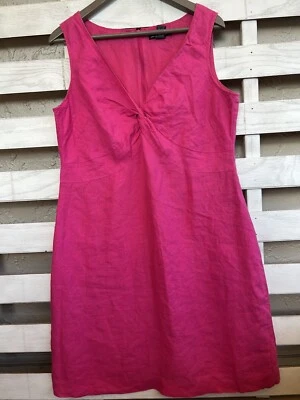 Vestido de Verano Saint Tropez Cuello Frontal Retorcido Rosa 100% Lino Completamente Forrado 12 Foto 1 de 4