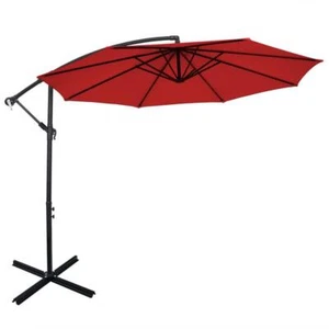 HONEY Cantilever Patio Umbrella 10' Offset 8 Ribs Metal W/Crank Poolside Yard - Picture 1 of 10