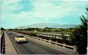 1965 NM Postcard Highway US 66 Bridge Rio Grande River Route 66 1950s Old Car - Picture 1 of 2