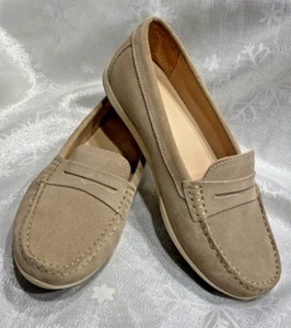 Fab Hotter Drift Beige Suede Leather Loafers Size UK6 EU39 Super condition - Picture 1 of 12