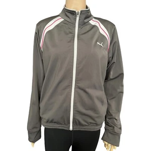 Puma Youth Girls Gray Track Jacket Size L (12-14) Full Zip Mock Neck Long Sleeve - Picture 1 of 7
