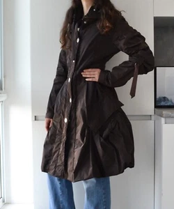 Chaqueta De Colección MARITHE FRANCOIS GIRBAUD Parka Carga Multi-bolsillo Abrigo Cinturón Marrón - Imagen 1 de 11