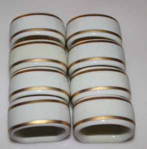 Juego de 8 servilleteros de porcelana marfil con adornos dorados GORHAM - Imagen 1 de 8