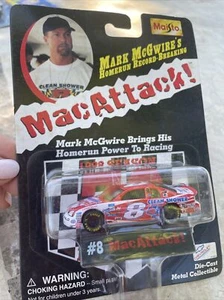 MAISTO MACATTACK MARK MCGWIRE HOMERUN RECORD NASCAR #8 BOBBY HILLIN 1:64 1998 - Picture 1 of 5