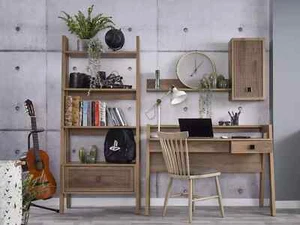 Kinderschreibtisch Schreibtisch Bücherregal Holz Braun Set 3tlg Regal - Bild 1 von 9