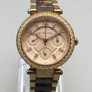 Michael Kors Parker Watch Women 33mm Gold Tone MOP Day Date New Battery 6.25" - Picture 1 of 14