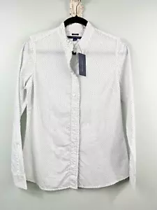 NWT Tommy Hilfiger Women's Shirt Button-Up Polka Dot Classic Fit Size S Ruffle - Picture 1 of 16