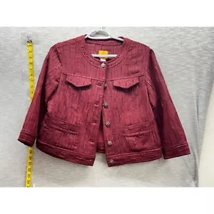 Ruby Rd Button up Top or Blazer size 8 Petite Red Wine Color 3/4 sleeves - Picture 1 of 8