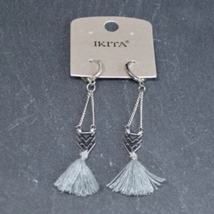 Earrings Ikita Paris Mini Hoop Pendant Pompom Stainless Steel 65 MM - Picture 1 of 2
