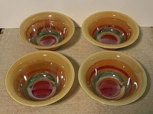 Kunstglasschalen lebendig orange/gelb/rot Wirbel mattierter Rücken MCM Atomic Vintage - Bild 1 von 12