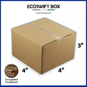 1-Box 4x4x3 "EcoSwift" Brand Cardboard Packing Mailing Shipping Corrugated - Picture 1 of 5