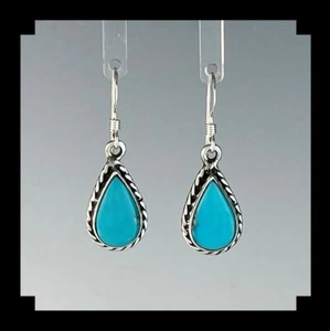 Handcrafted Petite Sterling and Sleeping Beauty Turquoise Earrings - Picture 1 of 5