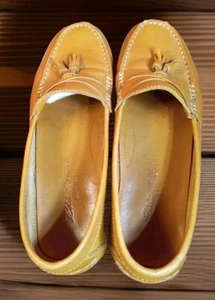 VINTAGE EDDIE BAUER Mens 9M Light Brown Leather Loafers Slip On Shoes NEW Nice! - Picture 1 of 11