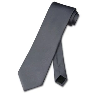 Vesuvio Napoli NeckTie Solid CHARCOAL GREY Color Mens Dark Gray Neck Tie - Picture 1 of 2
