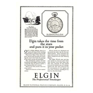 1923 Elgin Watch: Takes the Time From the Stars Vintage Print Ad - Picture 1 of 1