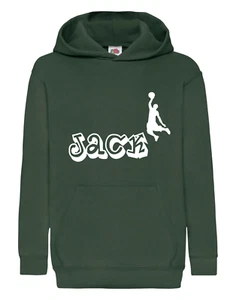 Personalised Basketball Hoodie for kids, Child's Name Hooded Sweatshirt Gift - Picture 1 of 12