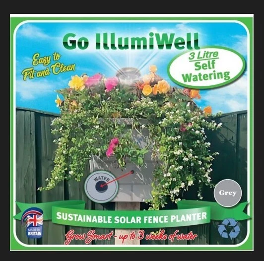 Unique unusual 4 in 1 Solar Grey Self Watering Weeks of water Hanging Planter - Image 1 of 4