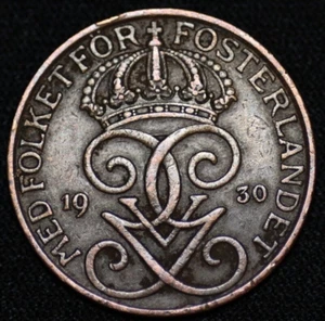 SWEDEN ~ 1930 ~ 5 Ore ~ VF+ World Coin ☘️ W-#571 ☘️ - Picture 1 of 2